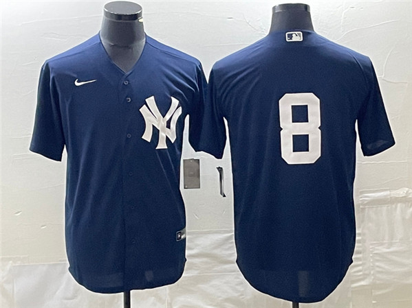 Men's New York Yankees #8 Yogi Berra Navy Cool Base Stitched Baseball Jersey